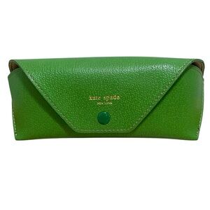 Kate Spade New York Snap Close Eyeglasses Sunglasses Case Green Gold Logo Print